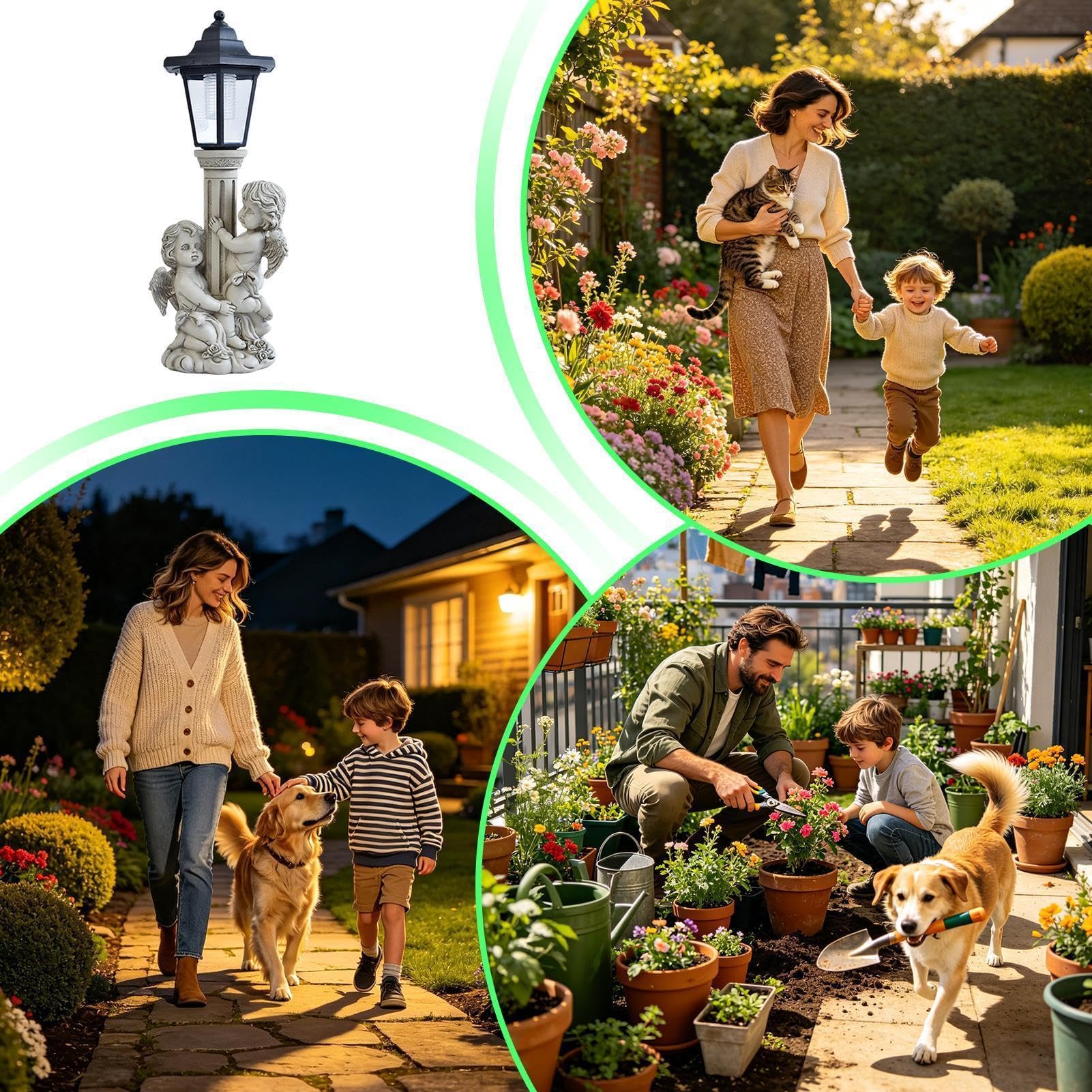 Estatuas Jardín Iluminadas Figura de Resina Resistente a la Intemperie con | Estatua solar LED Para Patio, Porche, Balcón, Césped, Pasillo, Hogar,