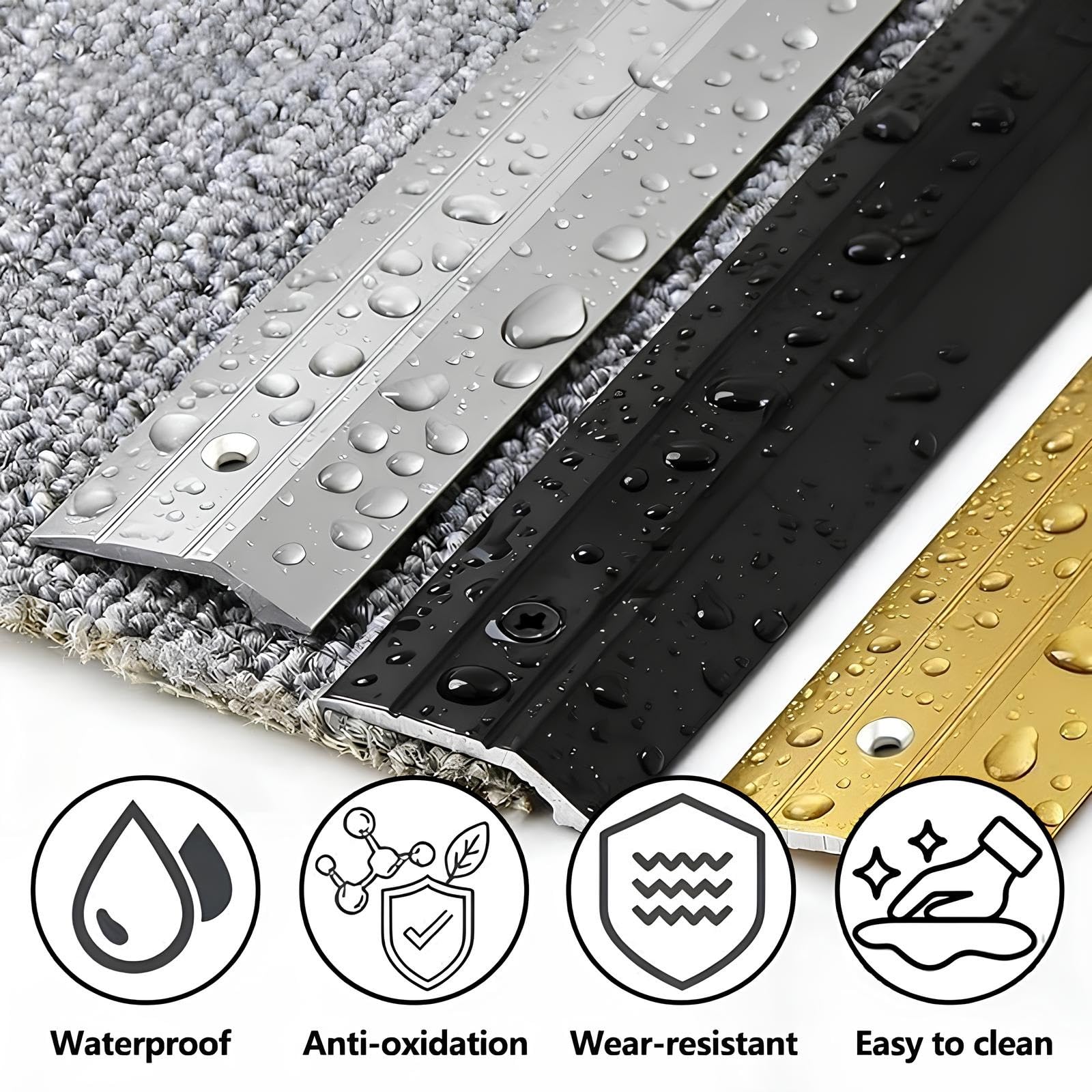 80-150cm Rampe de Seuil Aluminium, Barre de Seuil Rattrapage de Niveau