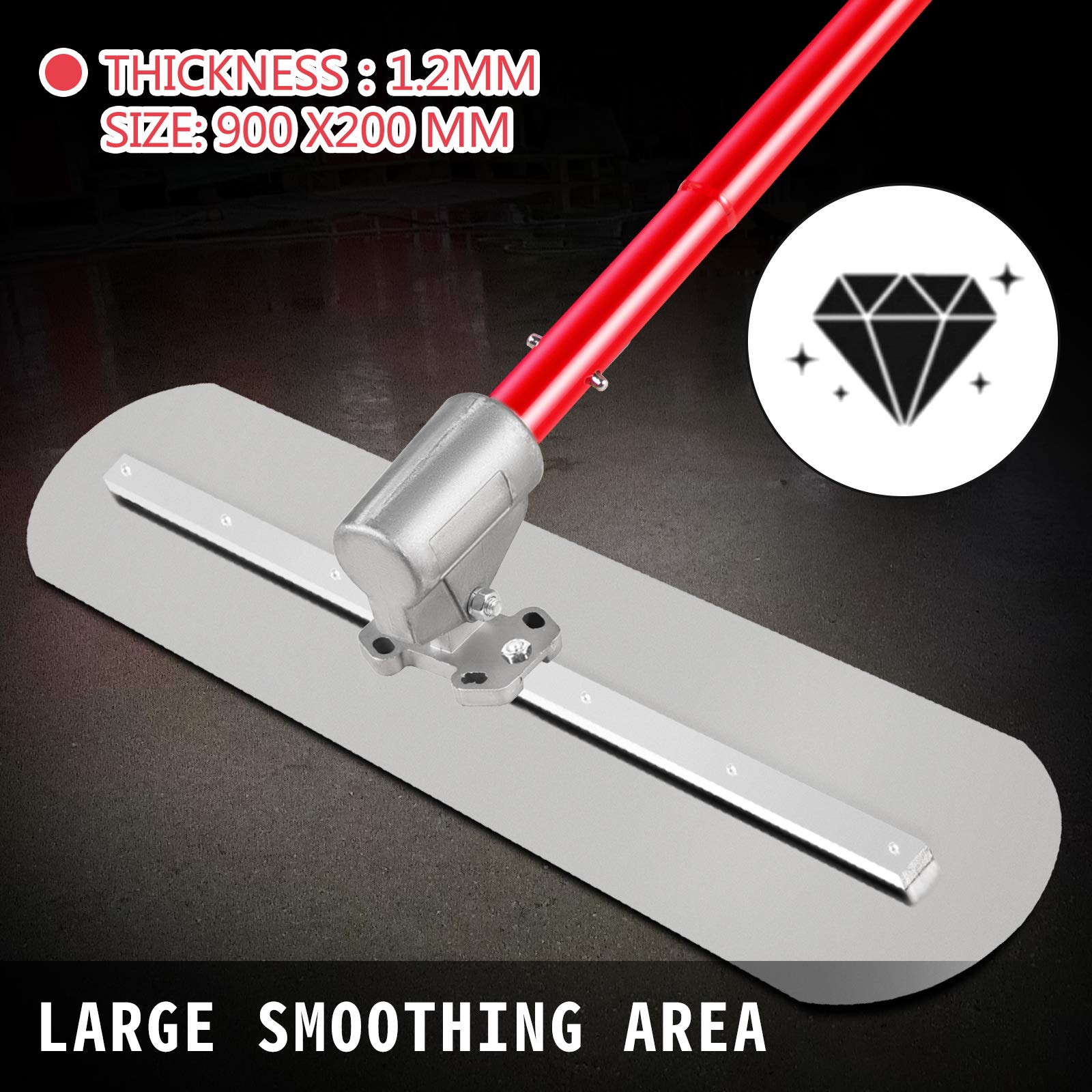 VEVOR - Galleggiante in acciaio al manganese, per calcestruzzo, 900 x 200 mm, per calcestruzzo, strumento per calcestruzzo, kit Bull Pool Float Bull Float Handle Bull Float Staffa per calcestruzzo