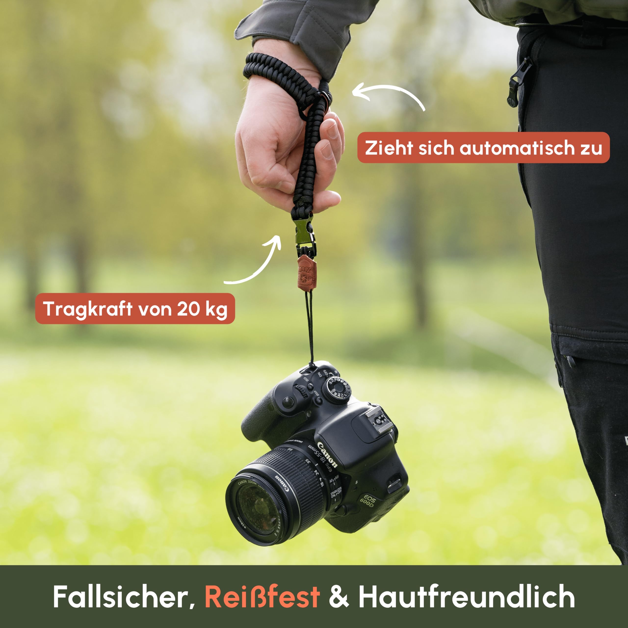 C-Rope Kamera Handschlaufe The Claw aus handgeflochtenem Paracord. Kameragurt mit Schnellverschluss-System