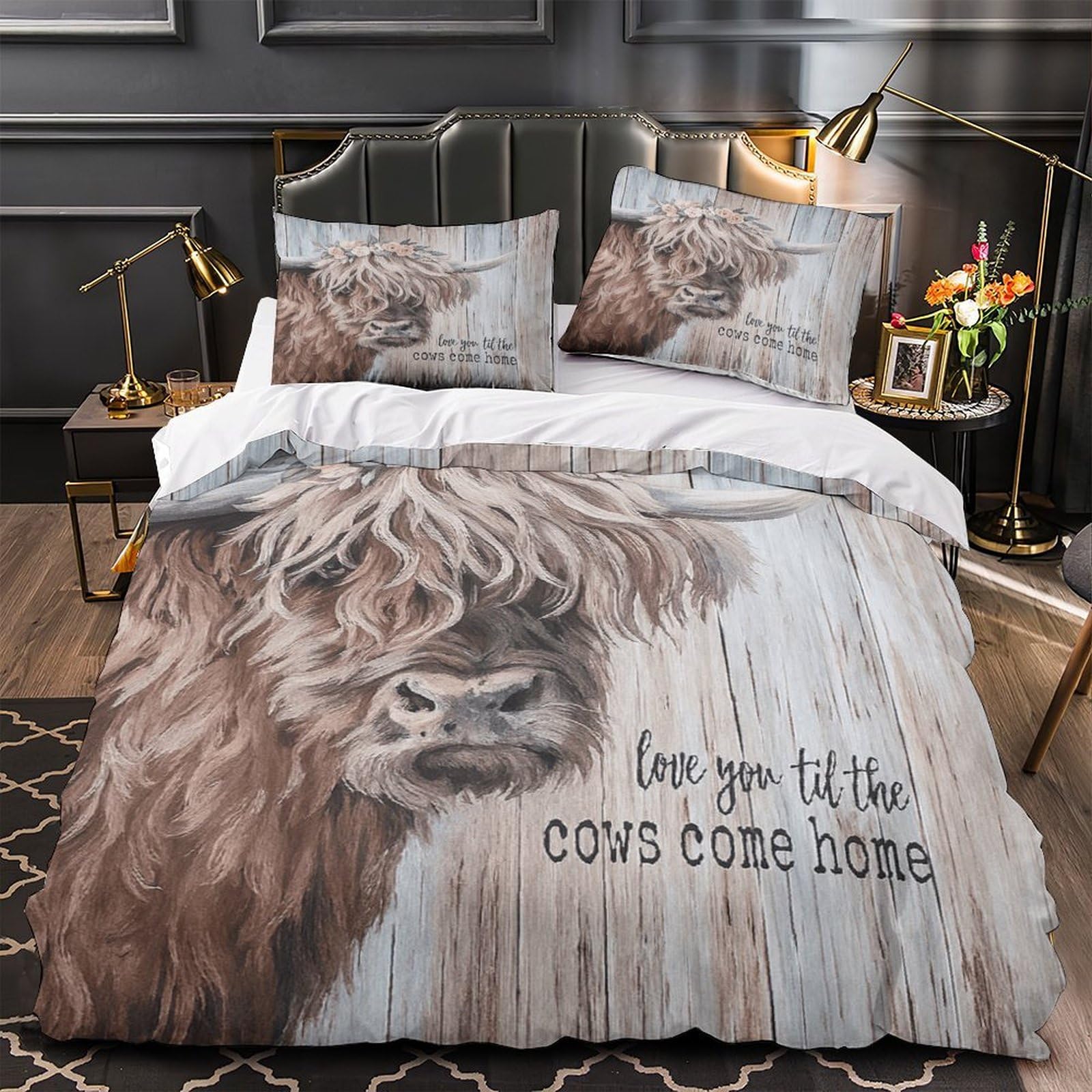 Parure de lit pour enfants et adolescents style chalet avec housse de couette Highland 220x240