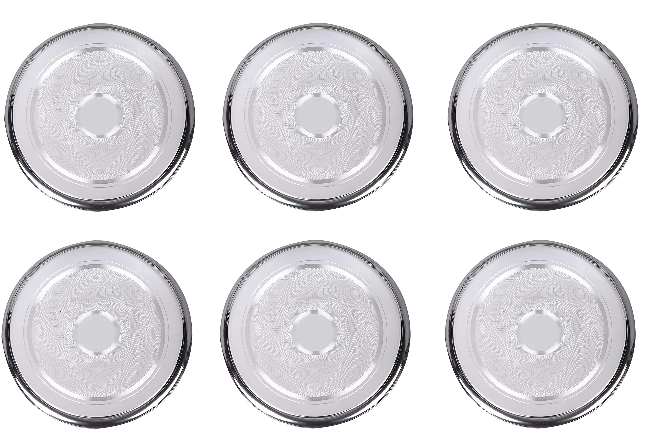 Neelam Stainless Steel 14, 22 Gauge Diamond Bangdi Design Guj. Sada Thali, Perfect for Daily Use, Special Occasions, Durable Food Grade Material, Stylish Look, Ideal for Home, 30.5 cm, Set of 6 1