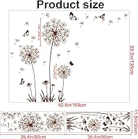 Vista 2 de Calcomanías de pared extraíbles 3D de diente de león, flores y mariposas voladoras, murales autoadhesivos, despegar y pegar, decoración de dientes