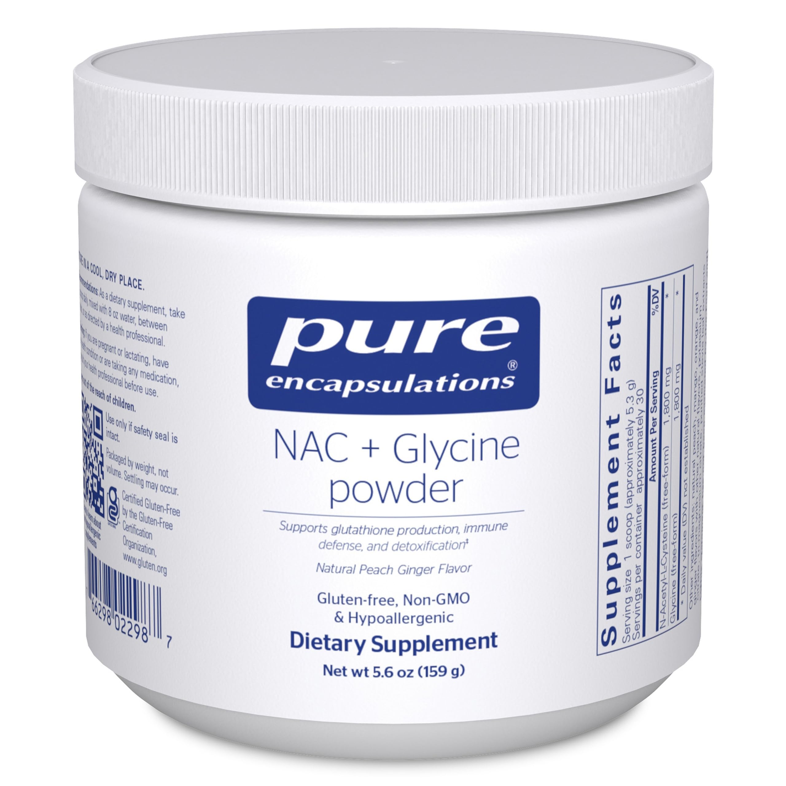 Pure Encapsulations NAC + Glycine Powder - Immune Support, Detox Cleanse & Glutathione Production* - Conditionally Essential Amino Acids - Gluten Free & Non-GMO - 5.6 oz