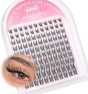 JIMIRE Wispy Lash Clusters Invisible Band Manga Eyelash Clusters 8-16MM D Curly Fairy Cluster Eyelash Extensions Venus Lashes Clusters 110Pcs DIY Lash Extensions at Home