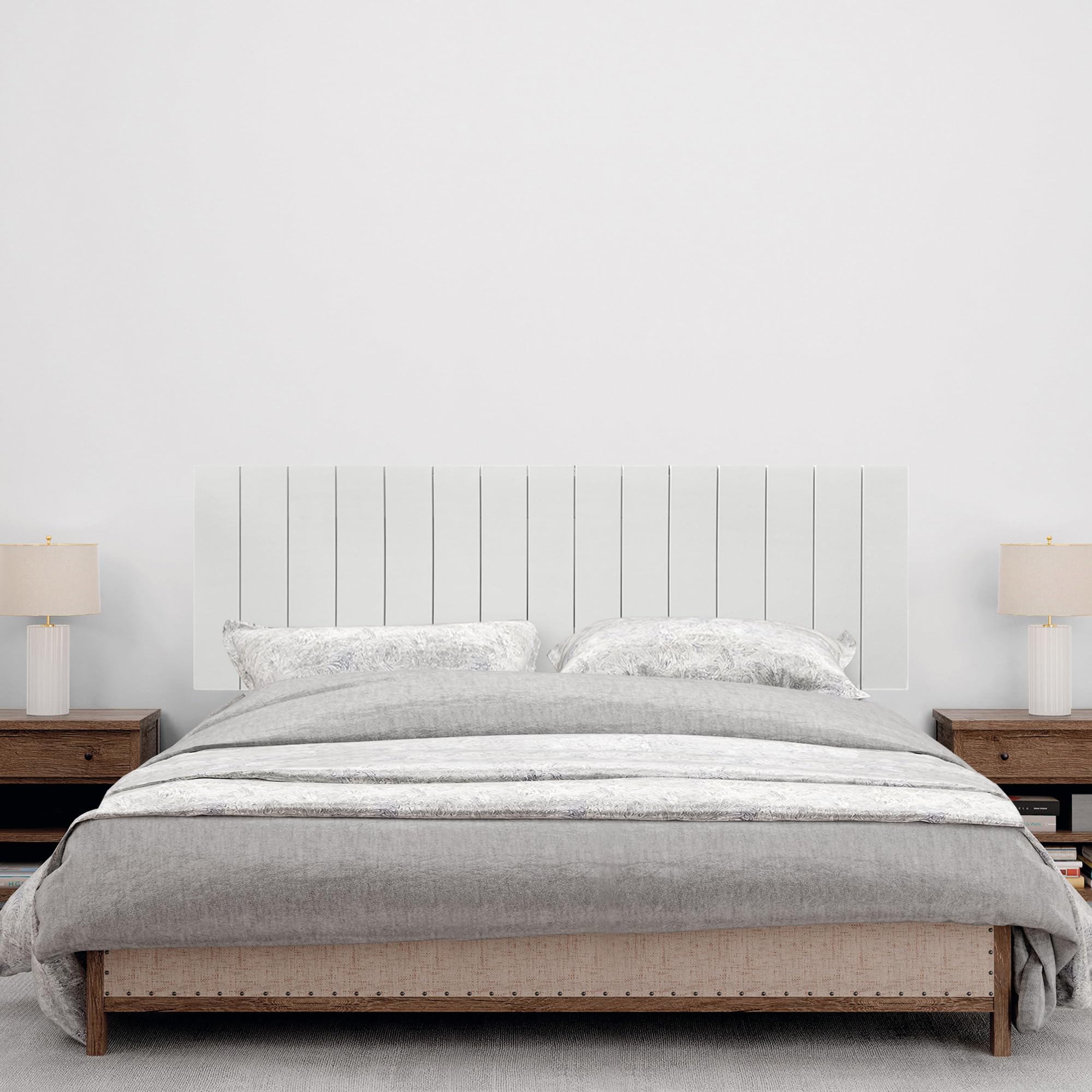 DHOME Testata in legno riciclato MDF Pallet Style letto verticale Pallet Raccordi inclusi (150cm, Bianco massiccio)