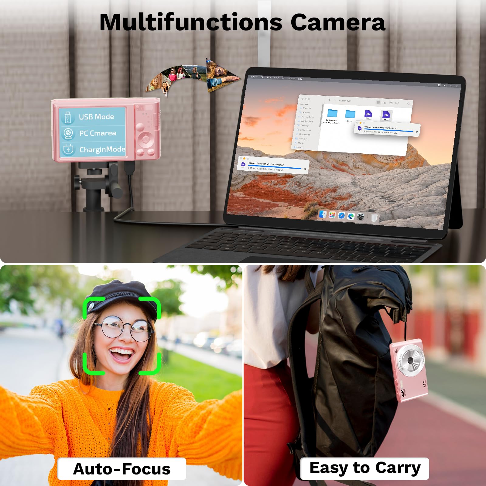 Amazon | デジタルカメラ、16倍デジタルズーム、FHD 1080P 44MP