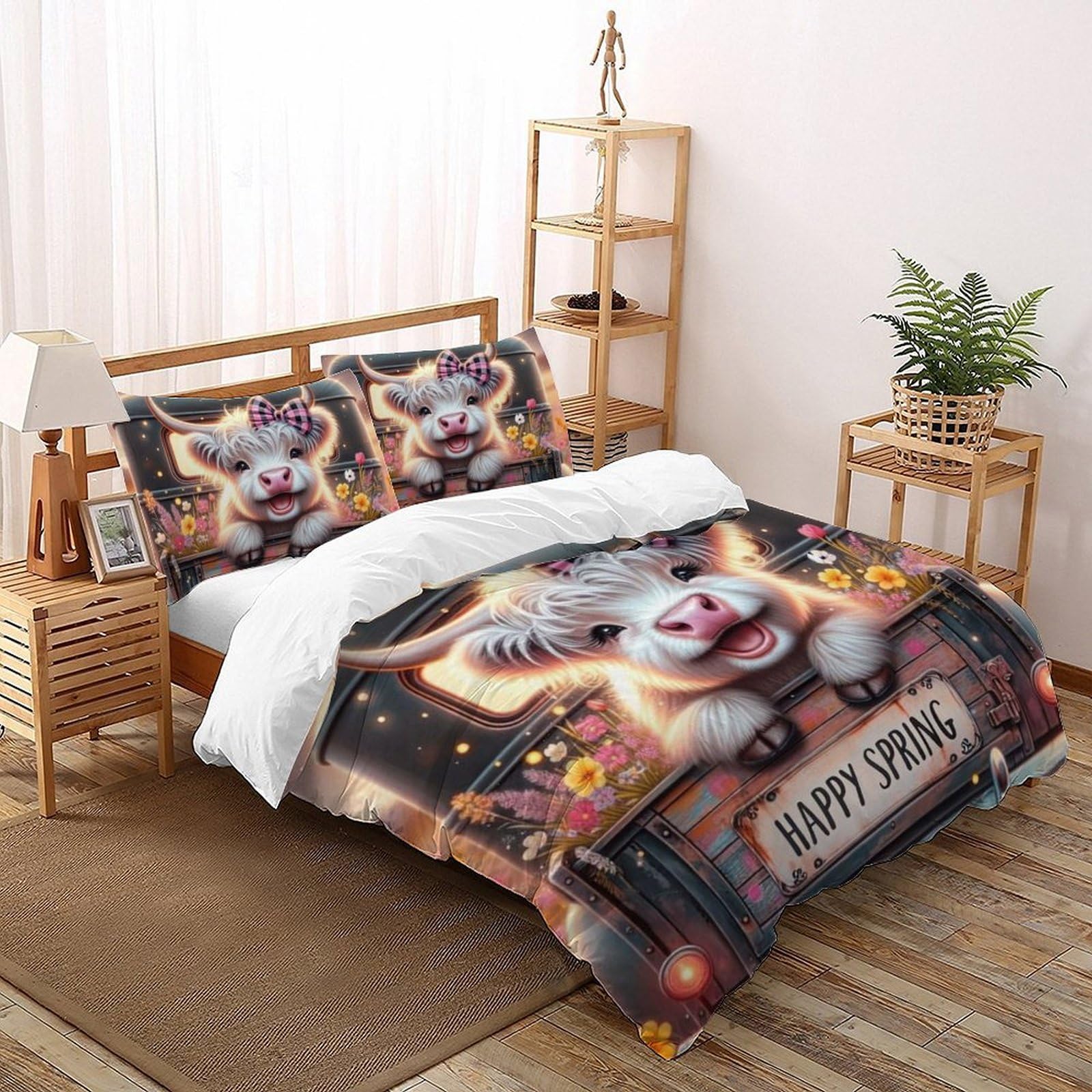 Housse de couette motif vache 3D pour la décoration d'une chambre d'enfant ludique