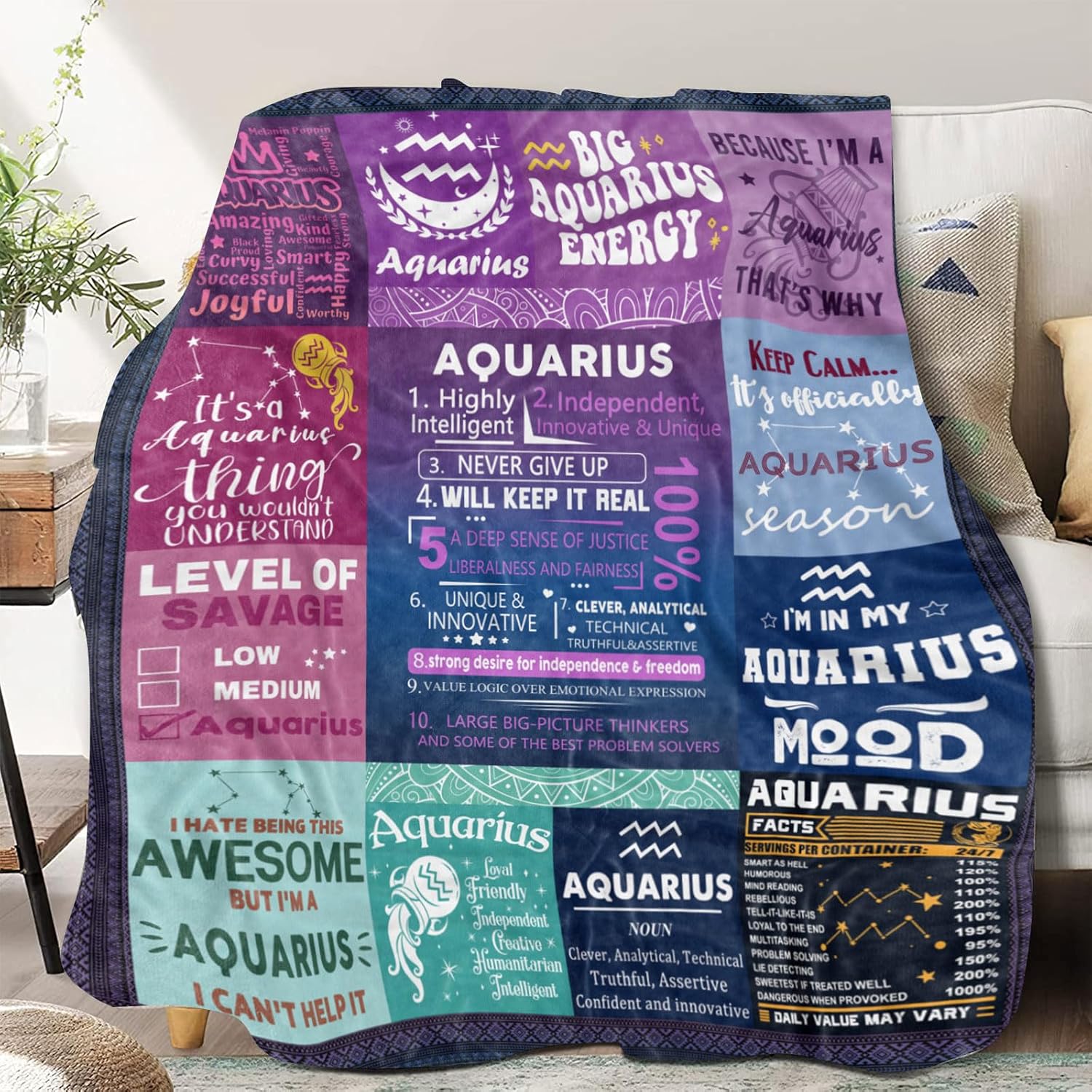 Aquarius Zodiac Blanket | Soft Comfort for the Cosmic Dreamer
