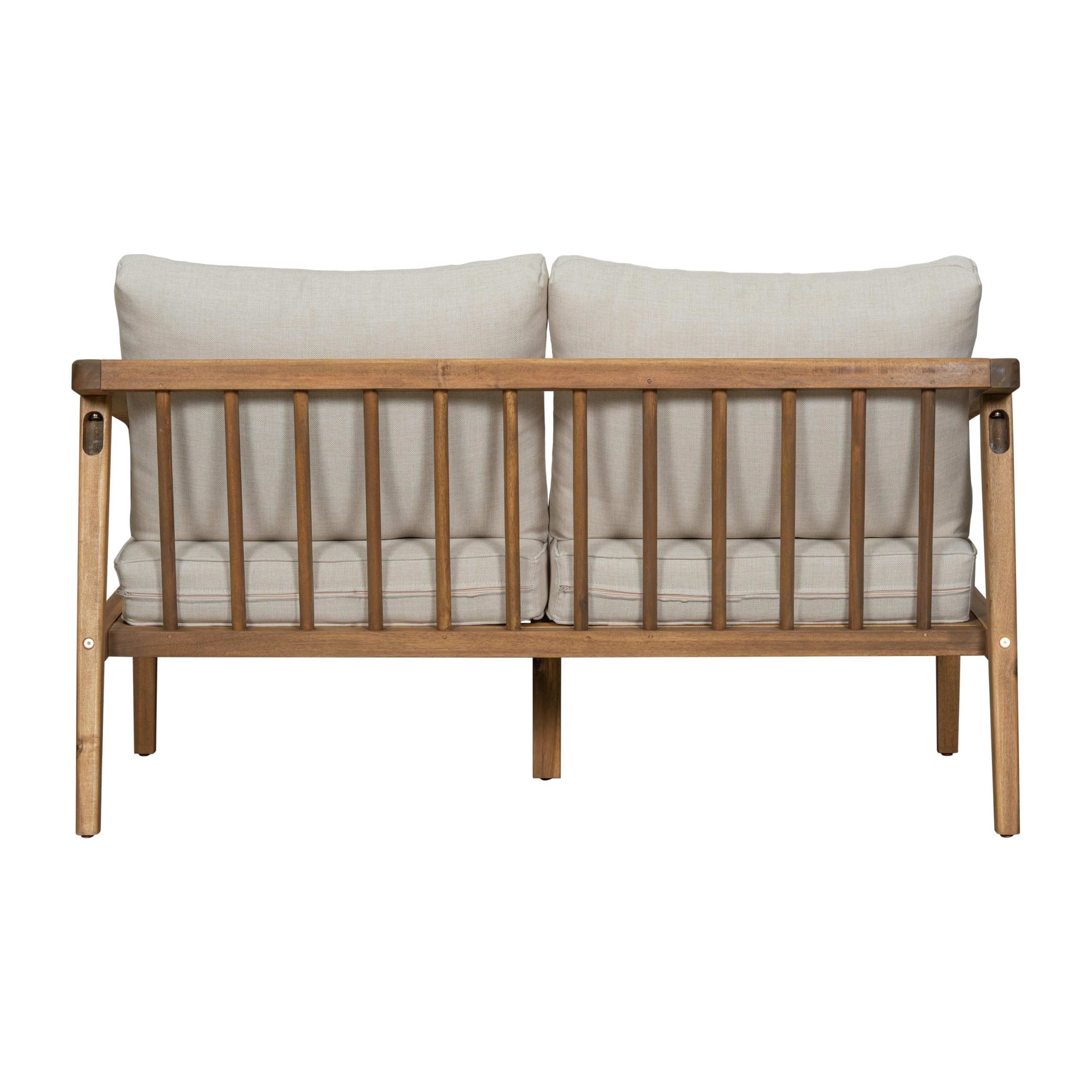 Westin - Mueble de sofá biplaza de madera de acacia para patio, sofá de 2 plazas para exteriores con cojines extraíbles de tela, porche, jardín, patio trasero, teca y beige 4