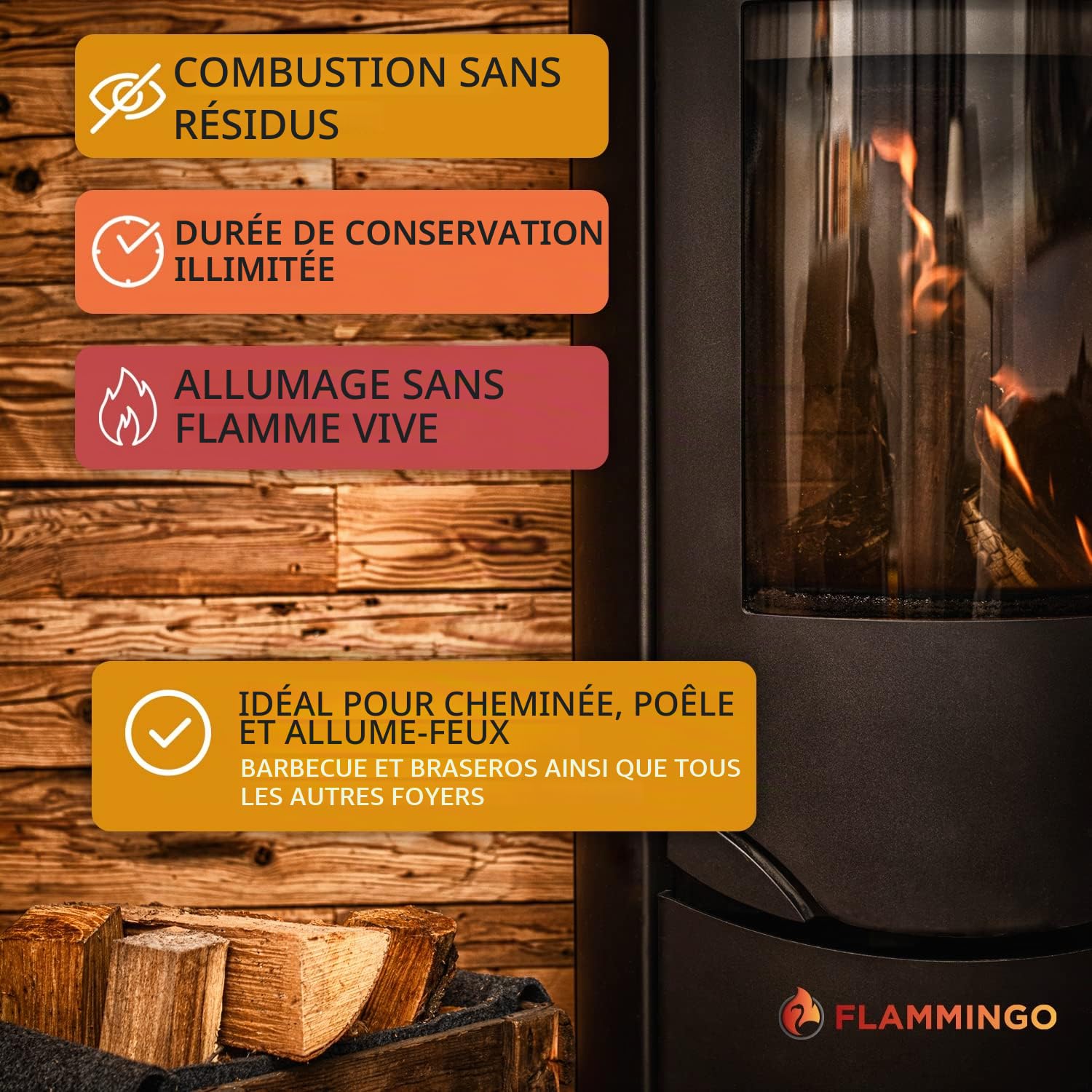 Allume-feu barbecue bio laine de bois et cire