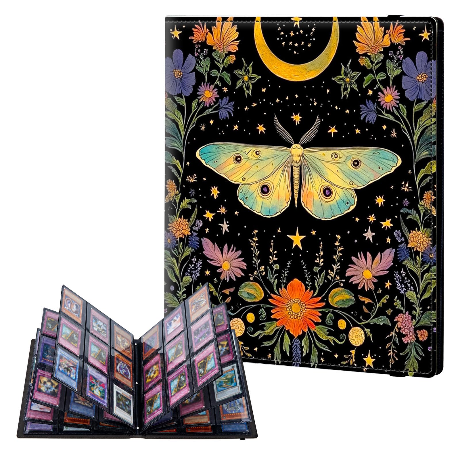 ETLKJVBL 9 Pocket Trading Card Binder, Card Collection Binder for TCG, MTG, Sports Cards, Baseball, Butterfly Wildflower Trading Card Book Holder for Collectors, Top Loader Binder — image 1