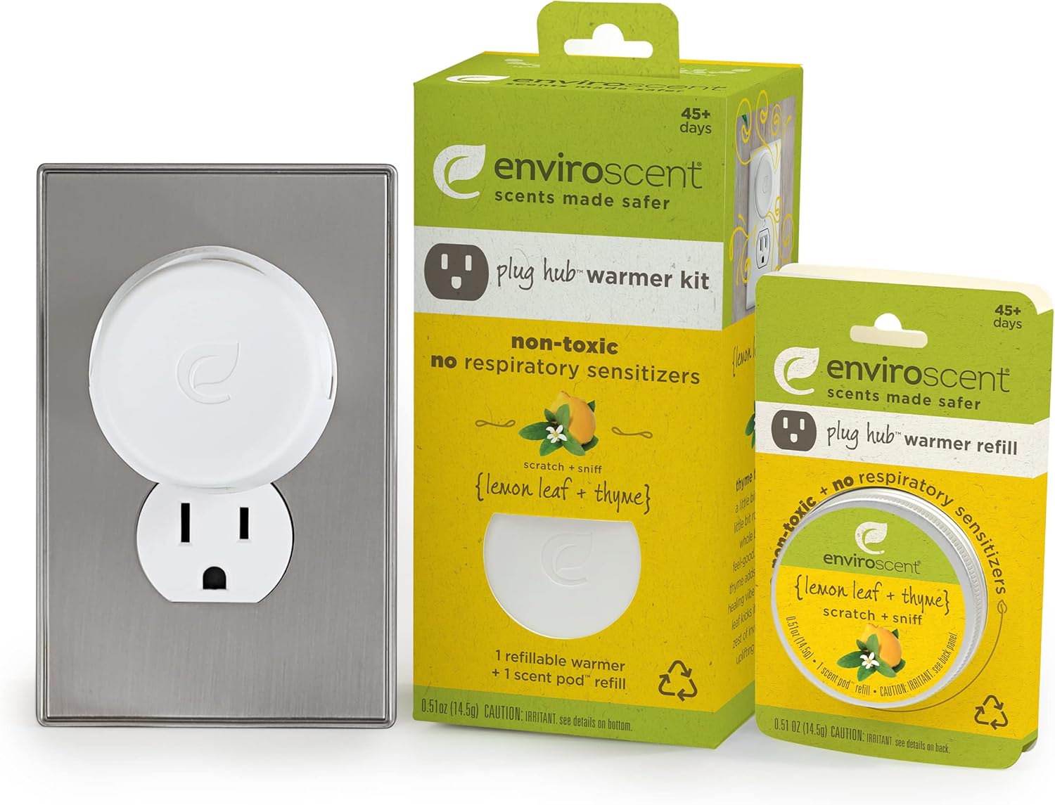 Enviroscent NonToxic Plugin (3Piece Set) Room & Home Air Freshener Kit (Lemon