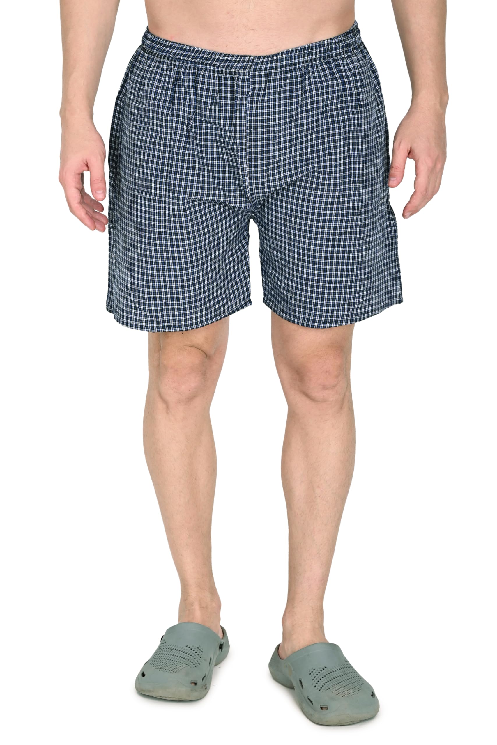 Men’s Cotton Striped & Checkered Boxer Shorts for Men | Breathable Relaxed Fit Innerwear | Elastic Waist Lounge Sleep Shorts | Multicolor Plus Size-image-17