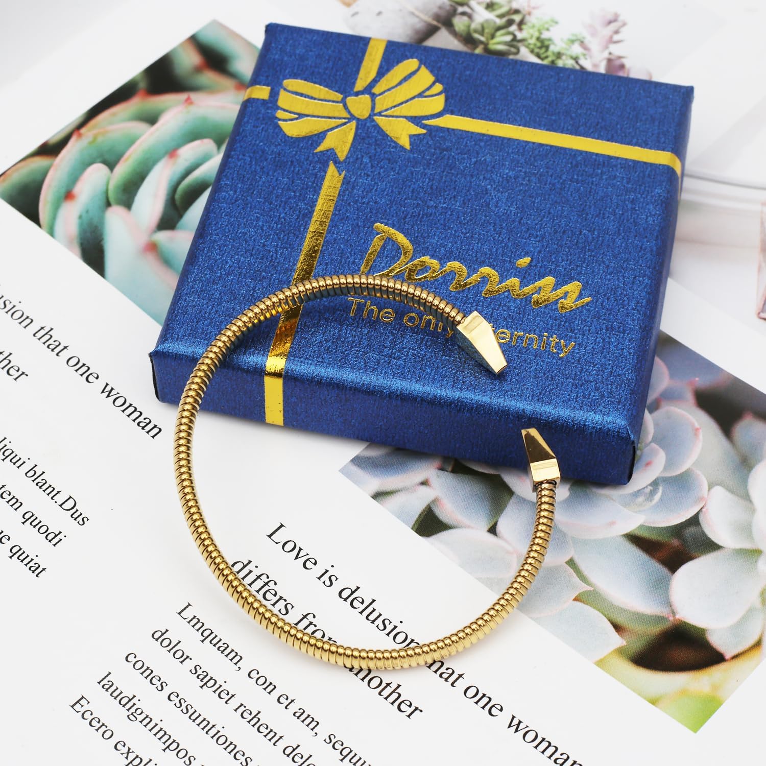 Cable Wire Cuff Bracelets for Women Crystal Bangle Bracelet Stainless Steel Twisted Jewelry Vintage Gift (A-gold) - Image 7