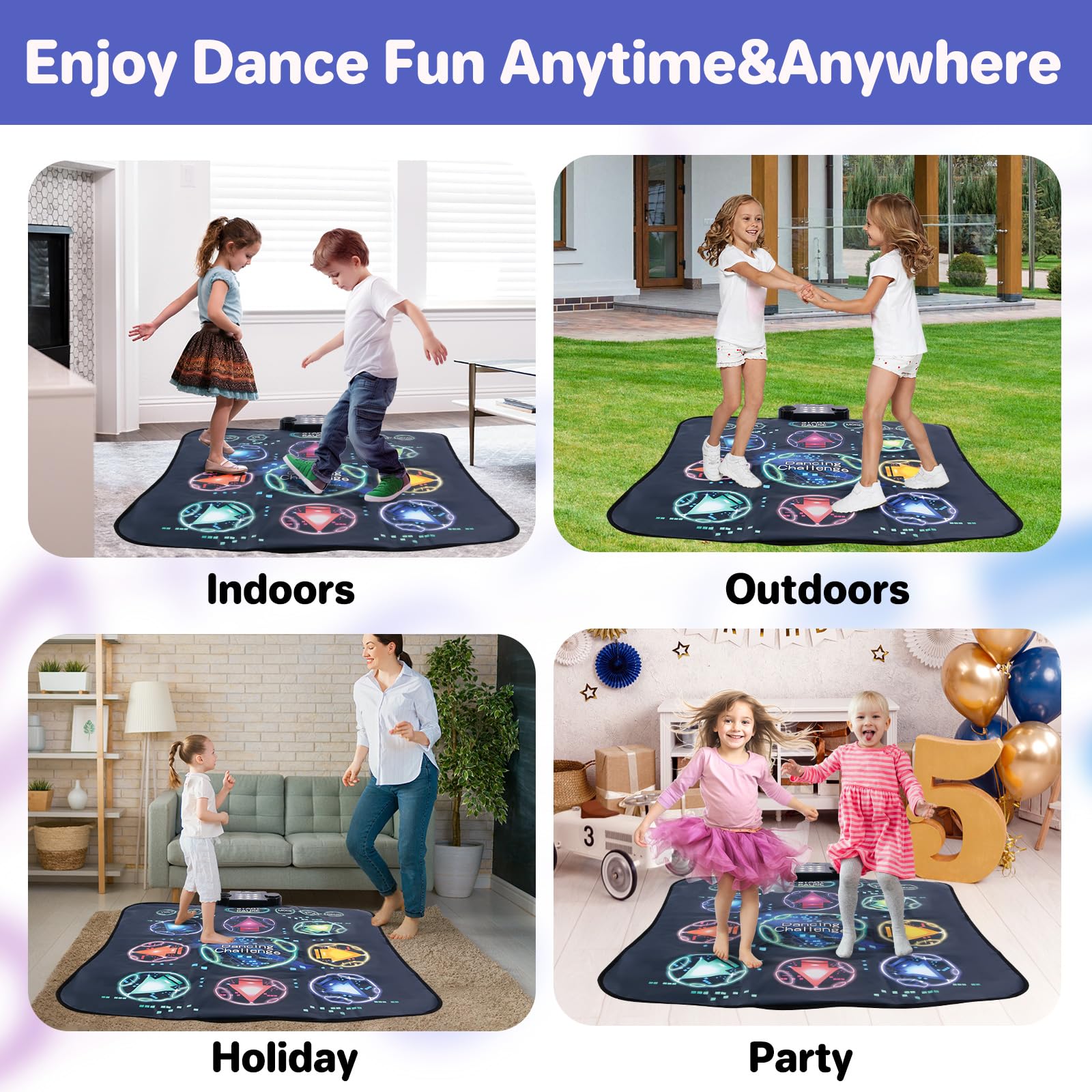 Tapete de baile, mezclador electrónico de baile, tapete de juego de ritmo, tapete de baile para niñas y niños, regalo de Navidad/festival/cumpleaños para niños, música integrada, 24 niveles de 6