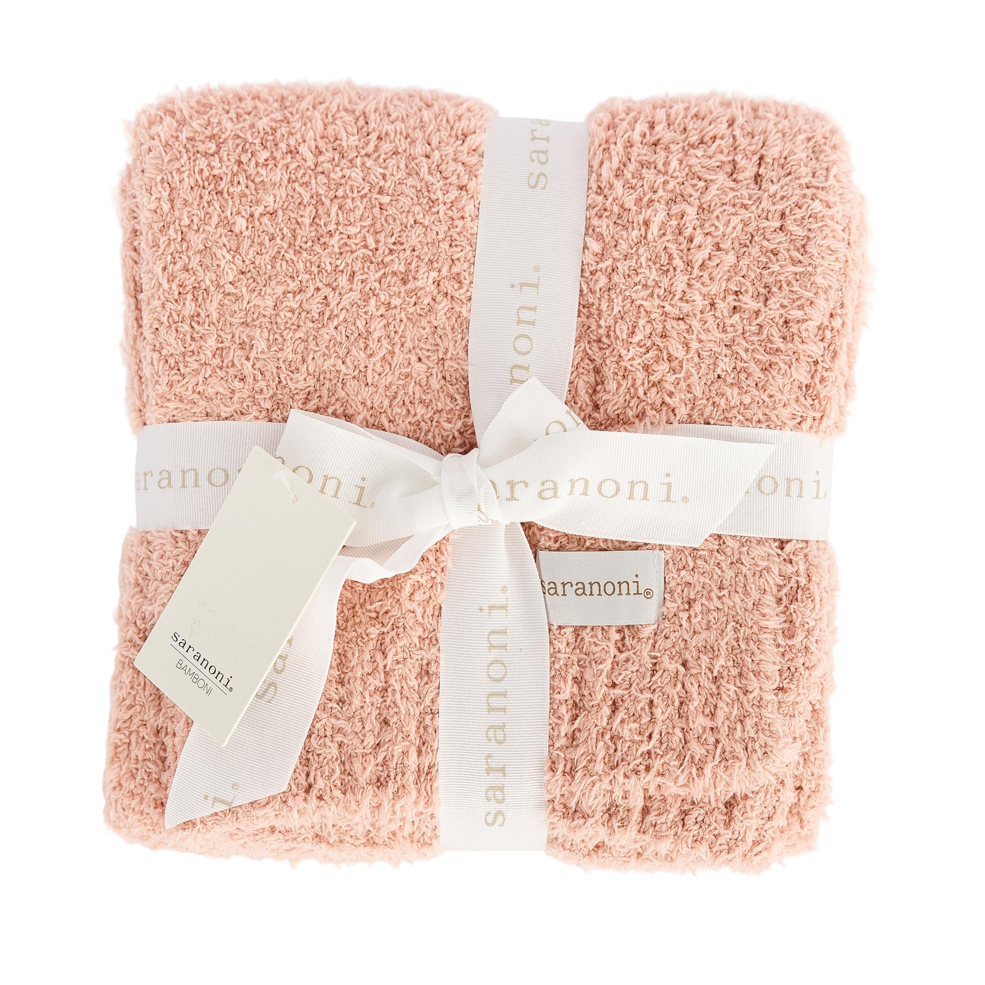 SARANONI Bamboni Luxury Baby Blanket | Cozy & Soft Plush Receiving Blankets | Perfect for Girls & Infant Baby Boy Blankets | Peach - 30” x 40"
