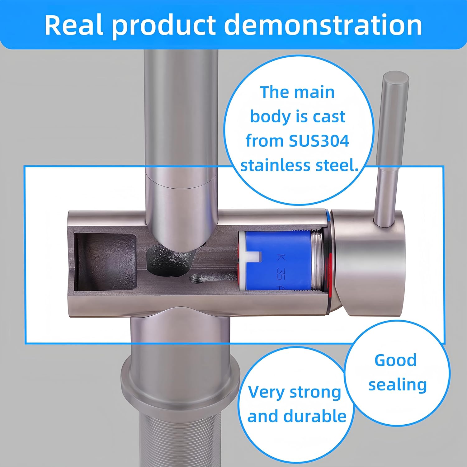 Edel & Bach Premium Pull-Out Kitchen Faucet with a 120° Swivel Spout, Precision-Cast from SUS304 Stainless Steel 1 Handle 1 Hole Brushed, for Farmhouse Laundry Camper Rv Bar (White)