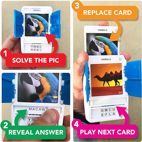 Miniatura 6 de 100 PICS Animals - Juego de tarjetas didácticas de viaje, adivina 100 animales, estuche revela-tarjetas, para adultos y niños a partir de 6 años,
