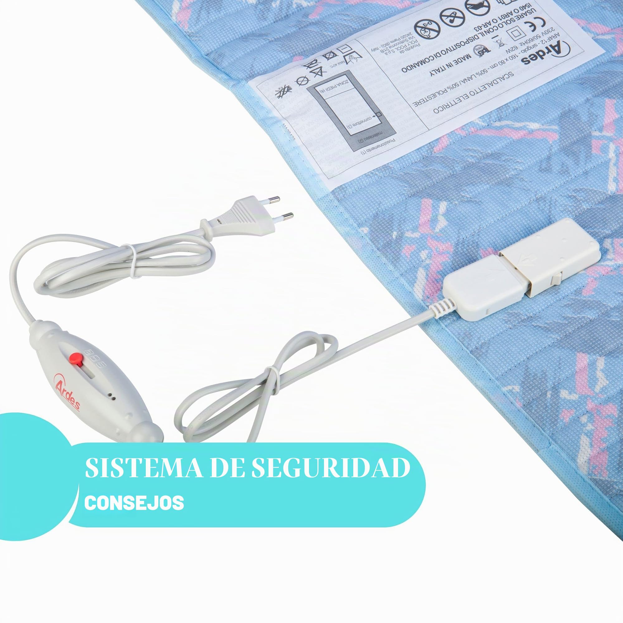 Ardes AR4F11 Manta eléctrica Ropa de cama individual MORFEET 100% Pura lana caliente Pies 160 x 80 cm