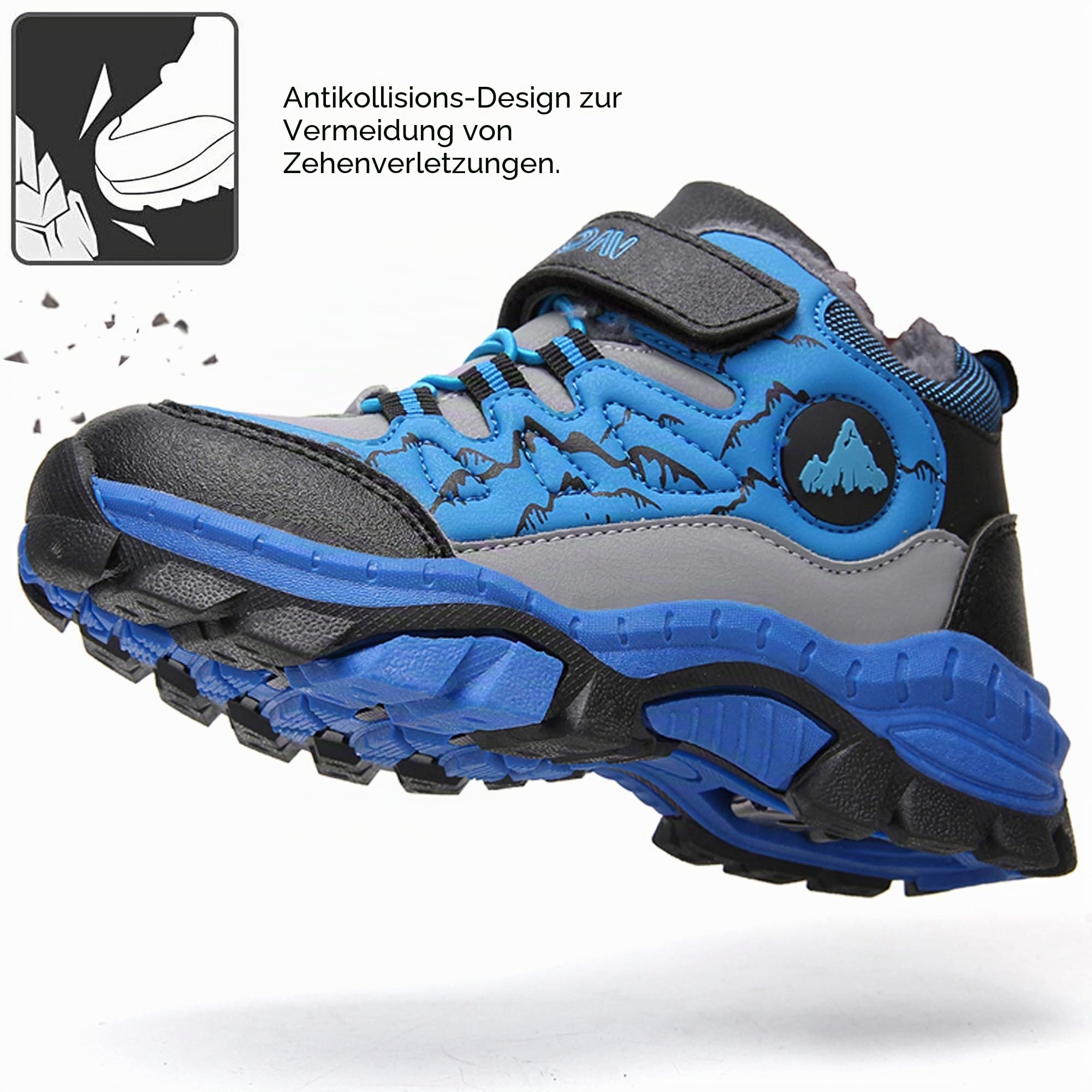 Kinder Winterschuhe Warm Gefütterte Winterboots Outdoor Baumwollschuh | Mid Winterboots Jungen Mädchen Herbstschuhe Wasserabweisend Schneestiefel Rutschfest mit Klettverschluss