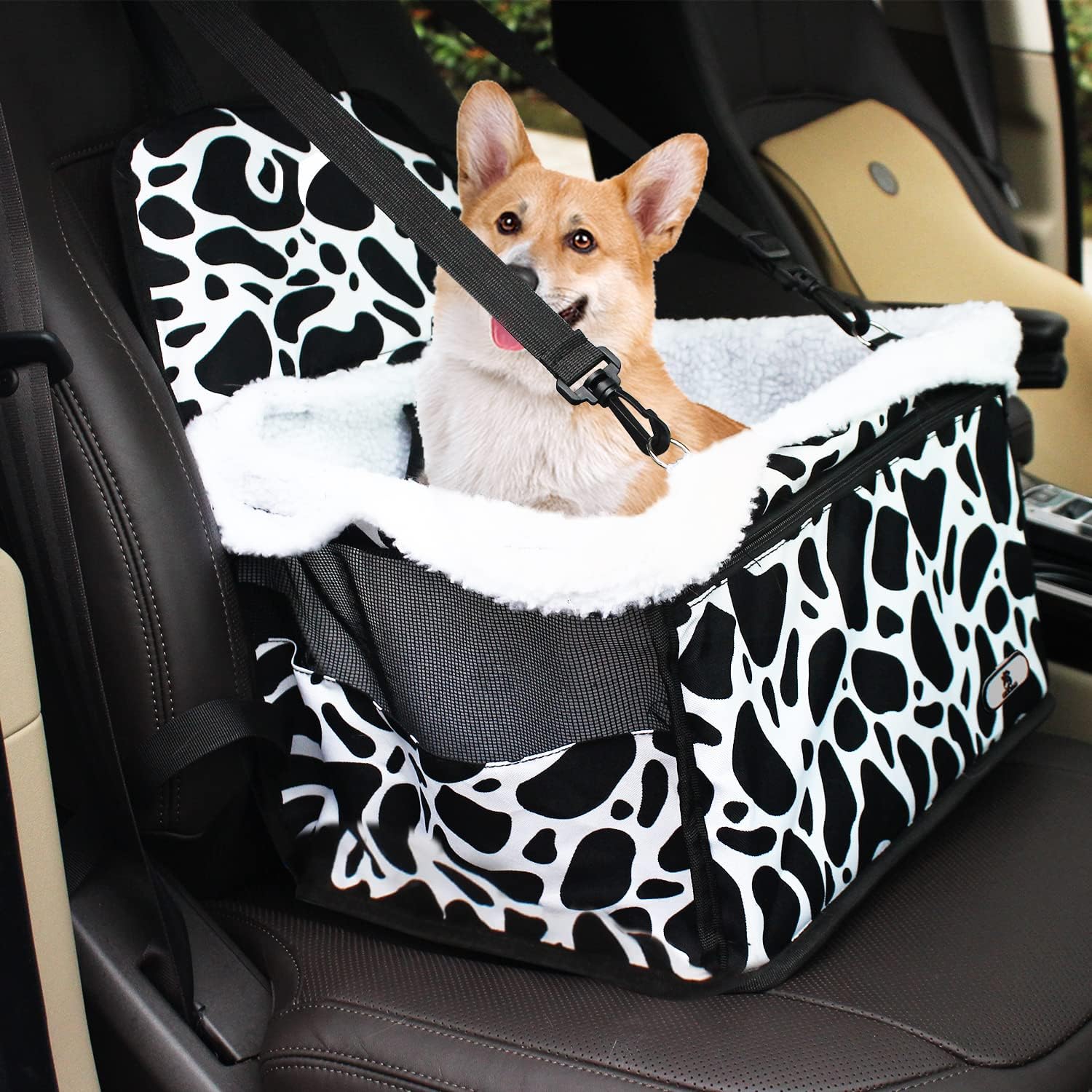 Gooad Dog Car Seat Dog Booster Seats for Vehicles, Puppy Car Seat for Small Dogs,PVC Frame Construction with Clip-On Safety Leash Car…