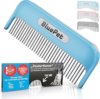 BluePet Magic Comb Patented with Rotating & Yielding Tines I Gently Removes Knots & Detangles the Fur I Dog Comb Cat Comb for Long Hair Dogs & Cats product image