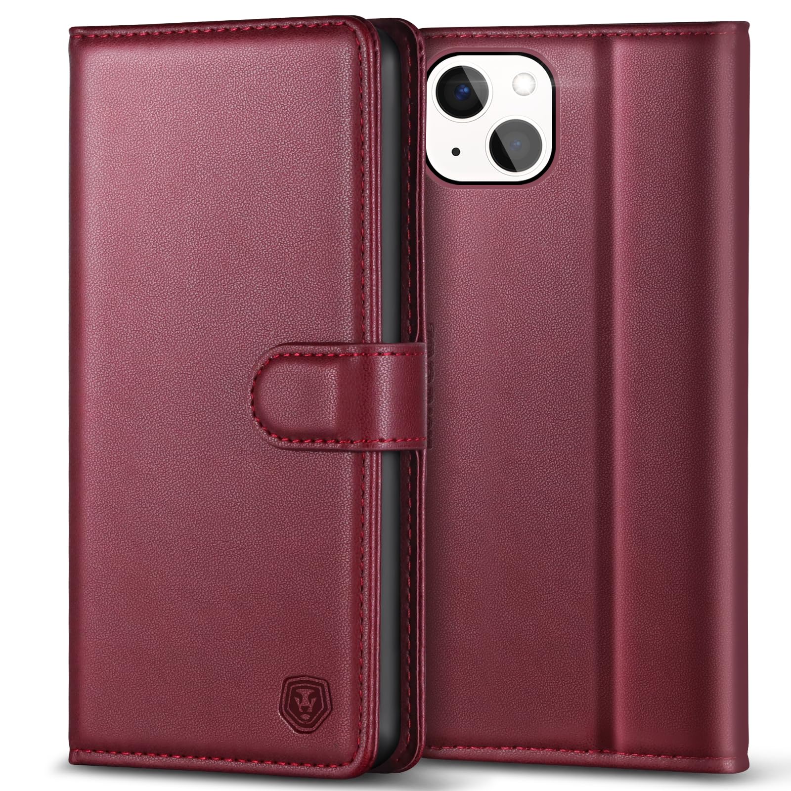 Kuafcase Compatible for iPhone 13 Mini Case with 4 Card Slots Magnetic Closure Kickstand Shockproof Protective Phone Case Compatible for iPhone 13 Mini
