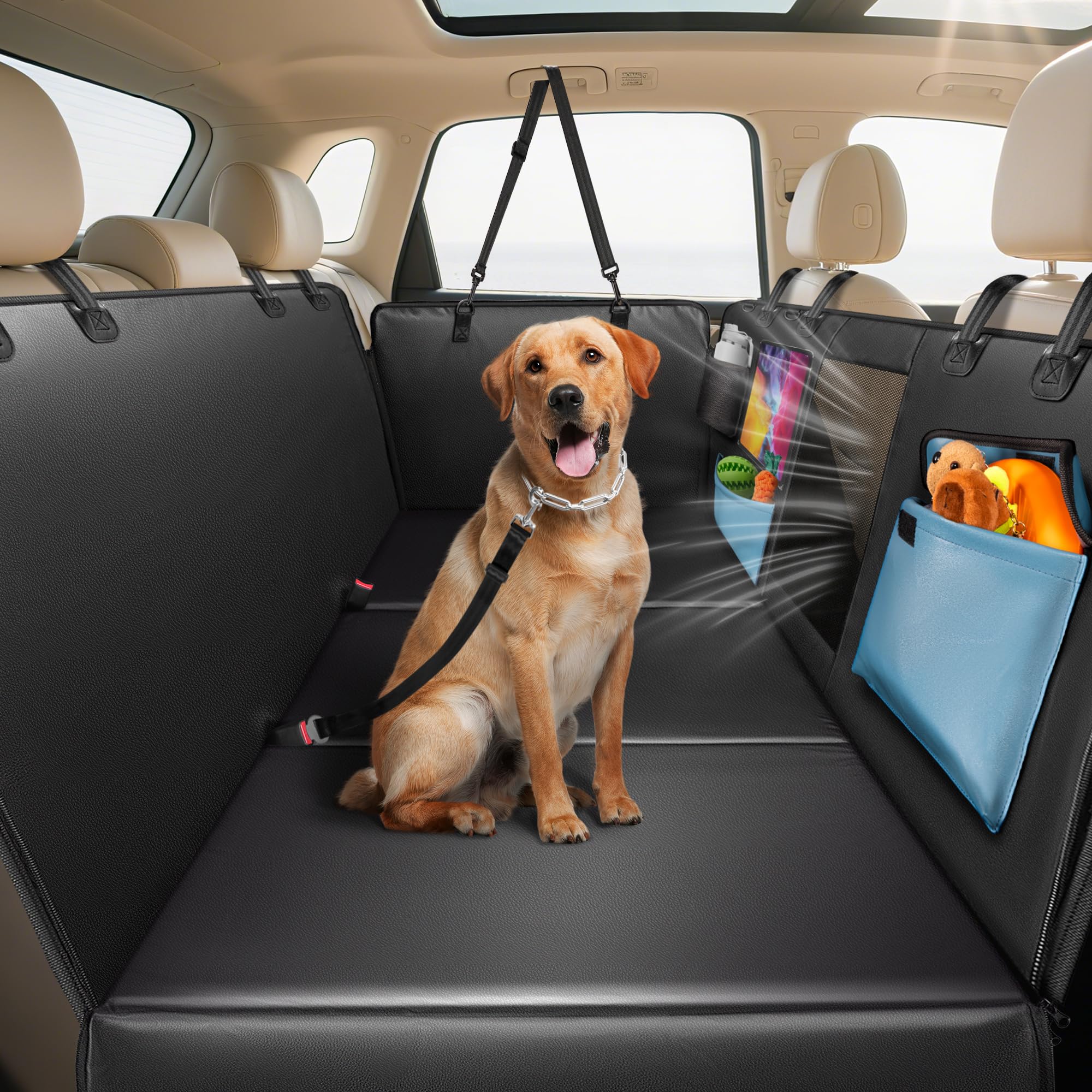 MellowMates Copertina per Cani Auto Sedile Posteriore Fondo Rigido Protezioni Laterali Finestra di Visualizzazione Impermeabile e Anti-Graffi per SUV e Furgoni