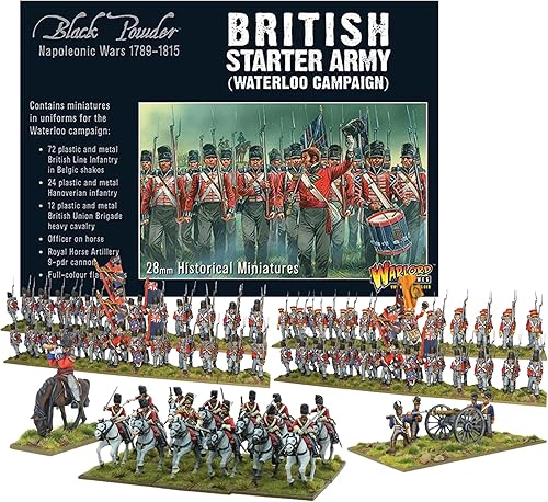 Wargames Delivered Black Powder Miniatures - Ejército de iniciación británico napoleónico (campaña Waterloo) Set con un suplemento digital, soldados