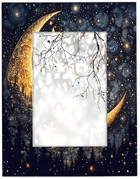 Moon Forest 5x7 Picture Frame, Star Galaxy Photo Picture Frame Display 5x7 or 4x6 Pictures for Wall and Table Vertical or Horizontal Display Photo Frame