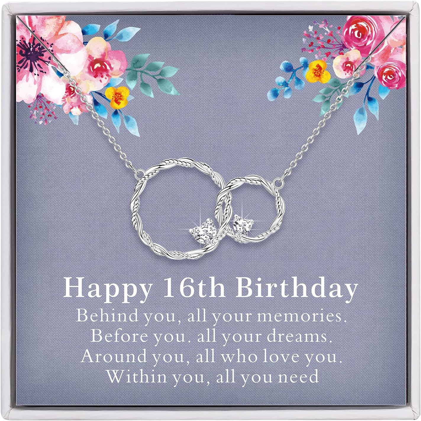 Sweet 16 Gifts for Her, 925 Sterling Silver Necklaces for Women Jewelry Two Interlocking Infinity Circle, 16th Birthday Gifts for Her Bestie Daughter