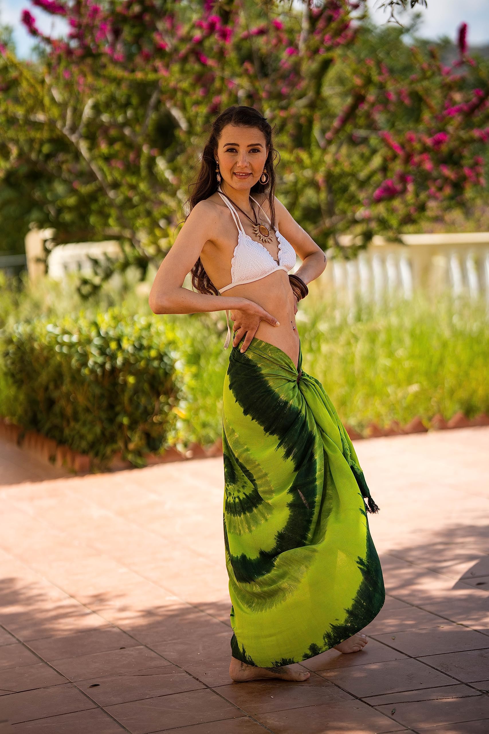 Sarong damski z Indonezji XXL ręcznik plażowy do owijania 200x150cm