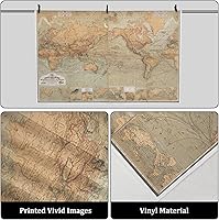 Vista 2 de AOFOTO Telón de fondo de fotografía de mapa del viejo mundo de 7 x 5 pies, estilo vintage, retro, mapa náutico del mundo, fondo marrón antiguo