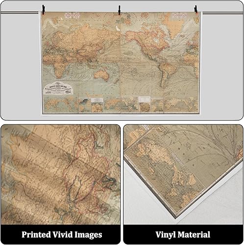Miniatura 2 de AOFOTO Telón de fondo de fotografía de mapa del viejo mundo de 7 x 5 pies, estilo vintage, retro, mapa náutico del mundo, fondo marrón antiguo,