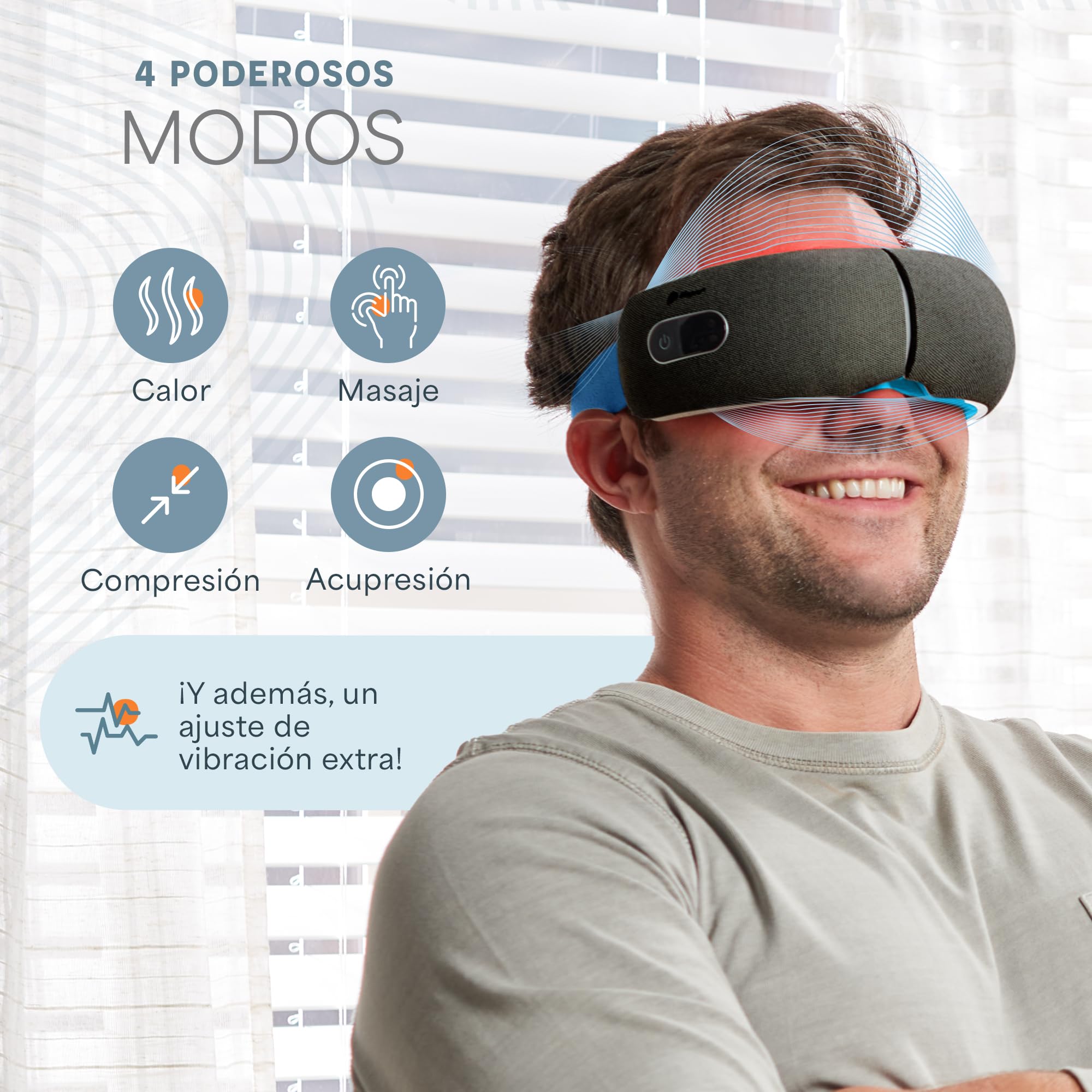 Lifepro Masajeador de ojos Oculax con calor, vibración y música Bluetooth. Alivia fatiga ocular, ojos secos y migrañas, mejora el descanso y el sueño. Plegable y portátil.