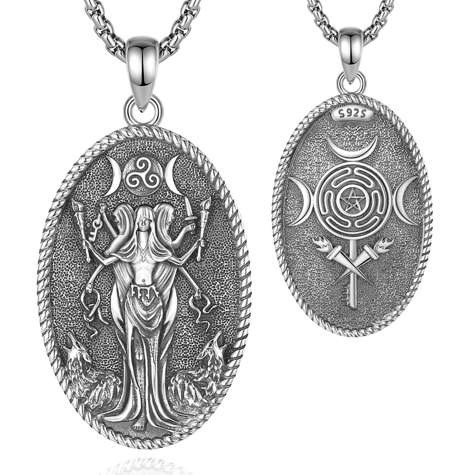 CELESTIA Lilith Pieczęć Wisiorek Naszyjnik Srebro 925 Biżuteria Gothic Witchcraft Wicca Amulet Prezent Kobieta Mama Dziewczyna Dziewczyna