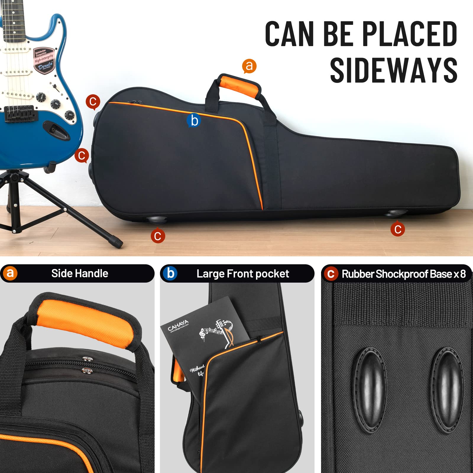 CAHAYA Étui pour Guitare électrique Coque Rigide 25 mm d'épaisseur Compression Antichoc Chute Protection de sécurité Durable Étui léger pour Piano Convient pour Guitare électrique 40 Pouces CY0300