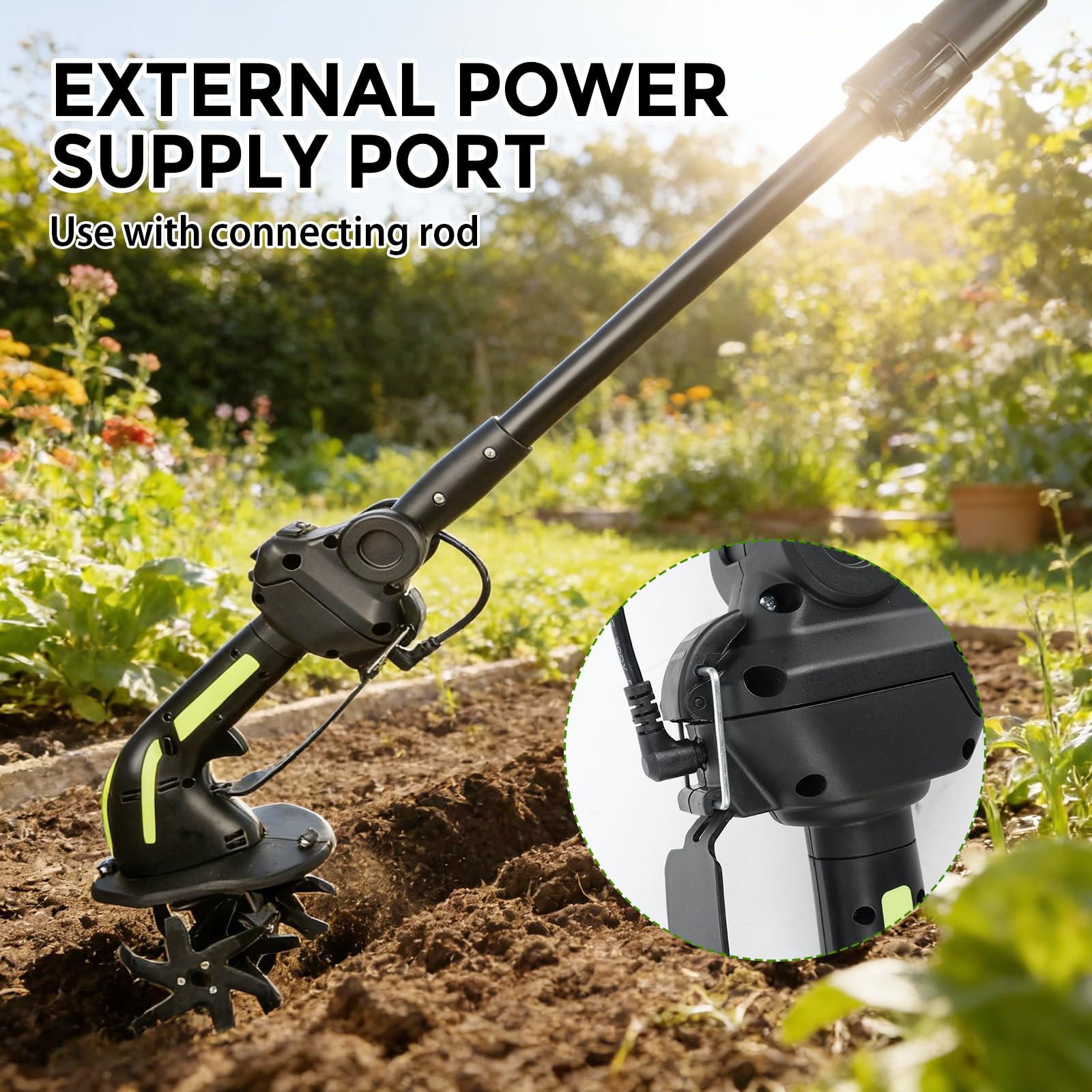 Akku-Bodenhacke kompatibel mit Makita Akku 21V, 2 in 1 Elektro-Bodenhacke für Garten und Rasen mit 10 cm Arbeitstiefe, 10cm Arbeitsbreite (Batterie Nicht enthalten)