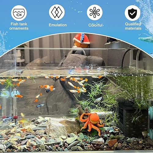 Octopus Decor, Small Octopus Fish Tank Decorations, Aquarium Decorations Ideal Gift for Love Fish Farming(2)