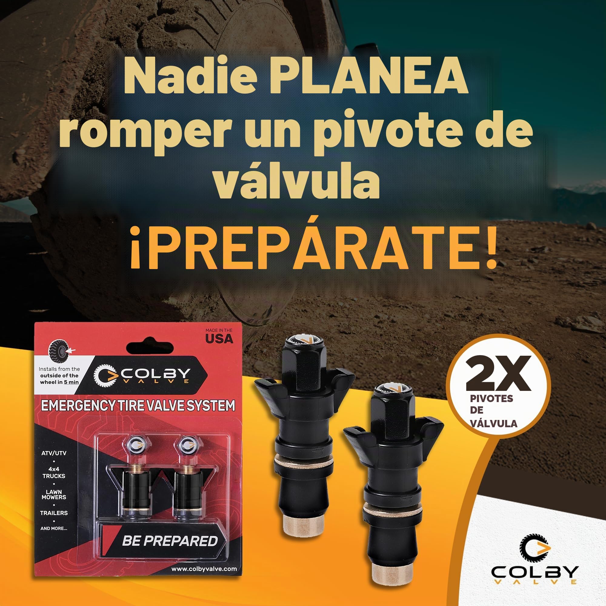Colby Valve - Válvula de emergencia para neumáticos, 2 unidades, ideal para instalar en cualquier lugar