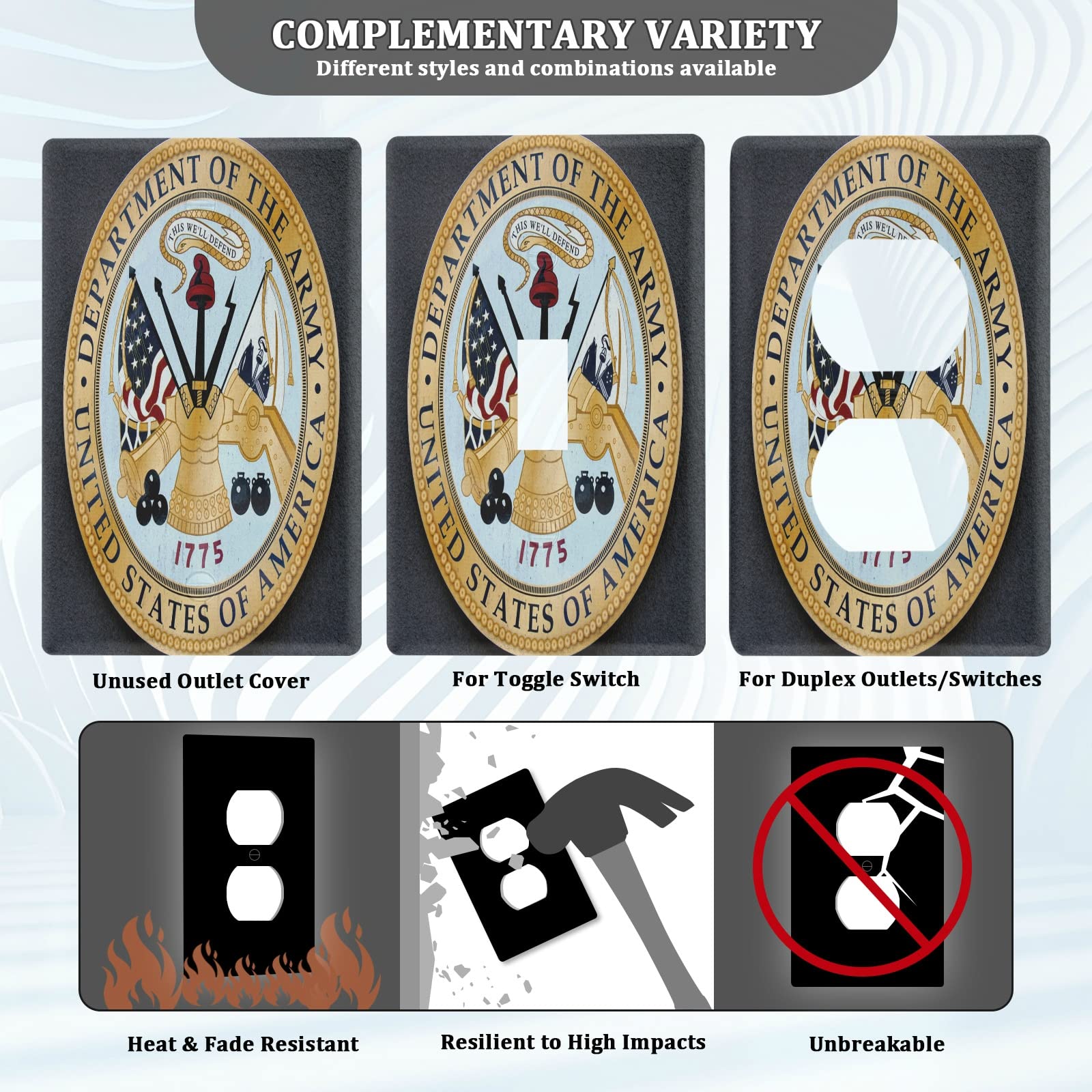 Amazon.com: American Army Flag Blank Device Wall Plate Us Patriotic Armed  Forces Switch Plates Electrical Outlet Covers Receptacle Plug Cover Home  Decor H4.53 xL2.76 inch : Herramientas y Mejoras del Hogar