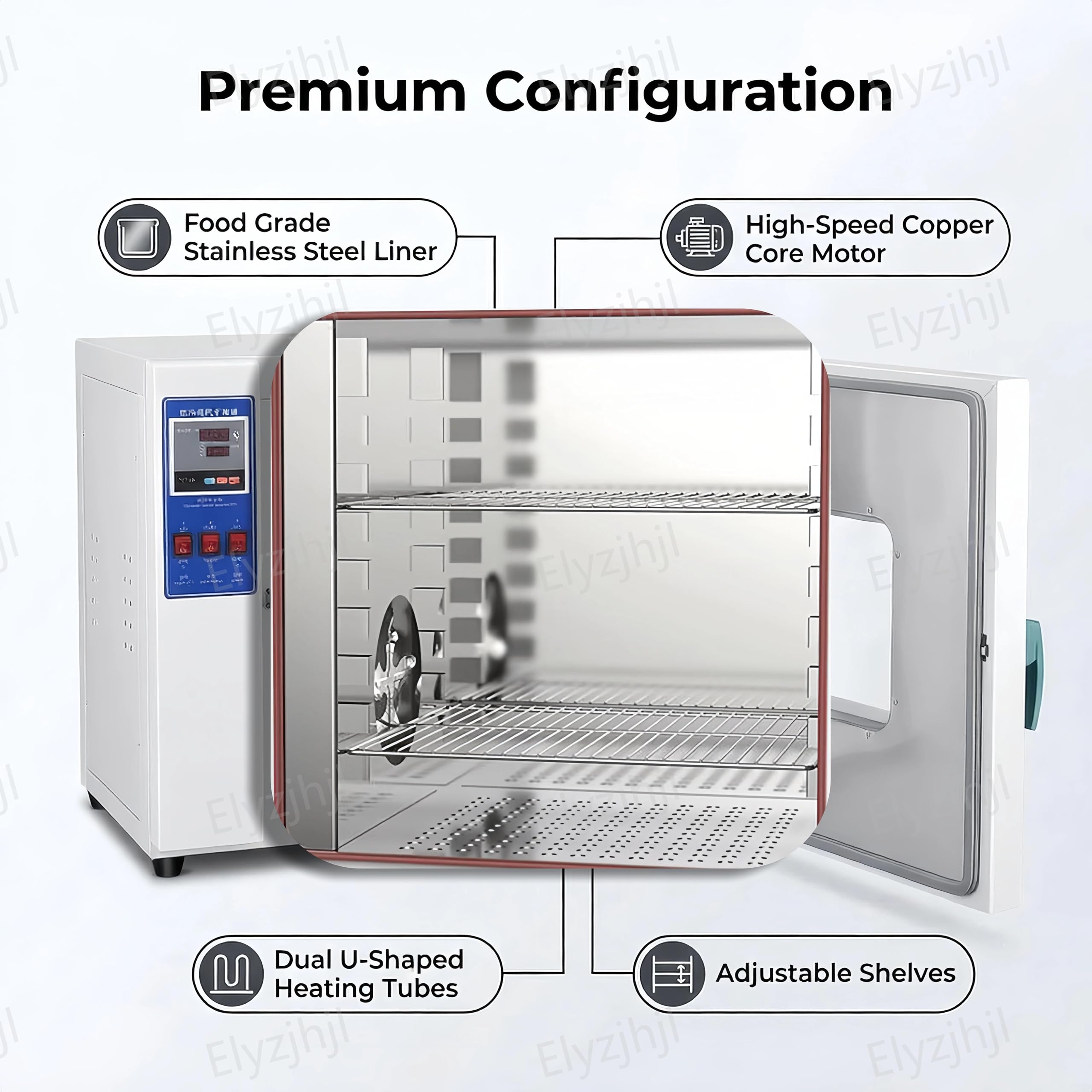 Stufa di Essiccazione da Laboratorio a Convezione Forzata Professionale, Forno Digitale in Acciaio Inox, RT+50-250°C, Timer 9999 min, Riscaldamento Uniforme per Industria e Ricerca (16L / 43L) (43L)