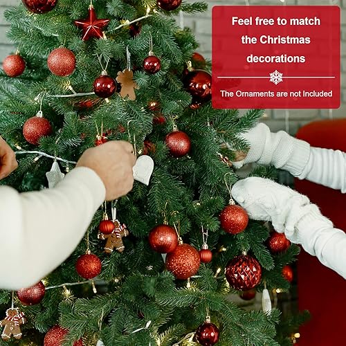 Miniatura 4 de Árbol de Navidad artificial de 6 pies sin encender, árbol de Navidad falso con bisagras con 1138 puntas de ramas y soporte de metal plegable, árbol