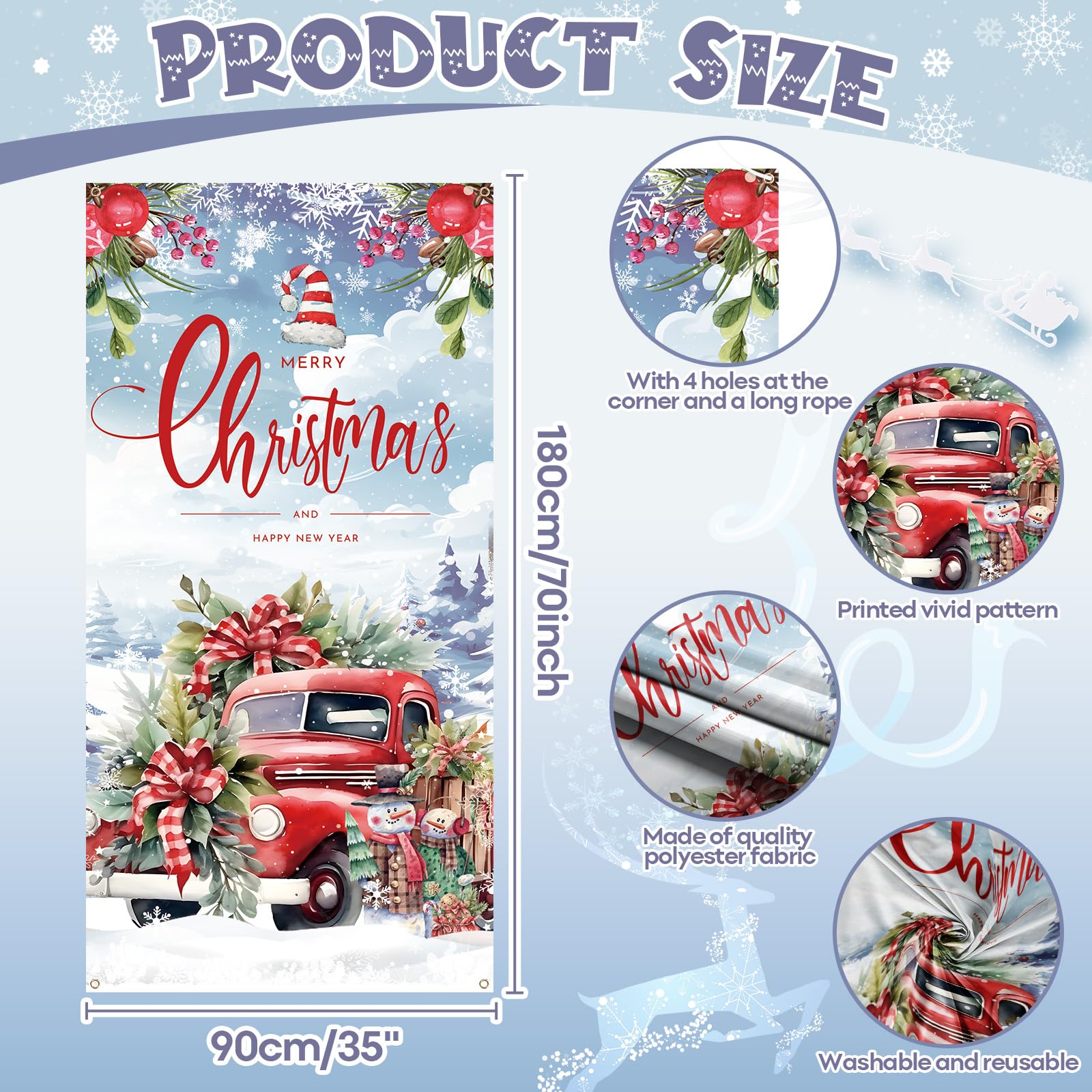 Merry Christmas Door Cover, Large Party Decoration Poster Sign Banner - Image 2