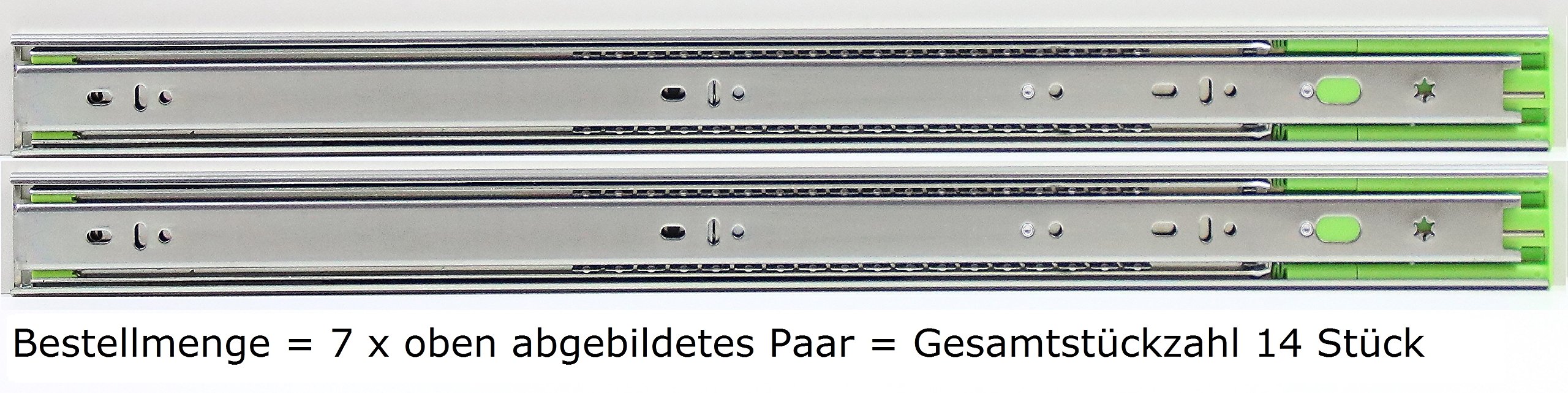 Guías de cajón telescópicas, con autocierre, longitudes de cierre en mm 250/300/350/400/450/500/550/600/650/700, altura 45 mm, 1 hasta 8 pares