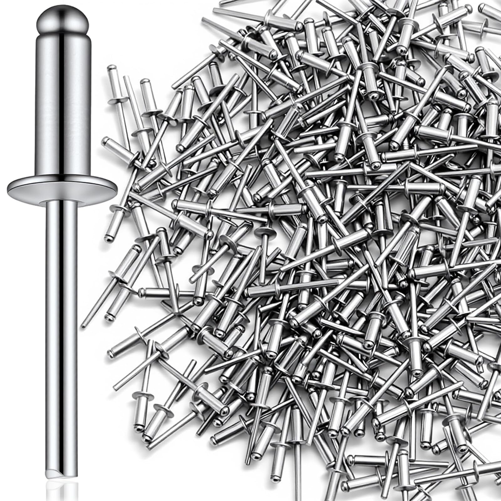 300 Pcs 1/4" x 5/8" Blind Rivets Aluminum Blind Rivets Aluminum Body Steel Mandrel Rivet for Automotive Metal DIY Enthusiasts Fragile Panels Cases