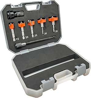 YOKOCUT Forstner Drill Bit, Tungsten Carbide Steel Wood Boring Bit, Hex Shank Wood Tools, Woodworking Hole Saw Set, Wood Boring Bit, Forstner Drilling Bit Cutter Bit Set with Extention Rod & Adapter