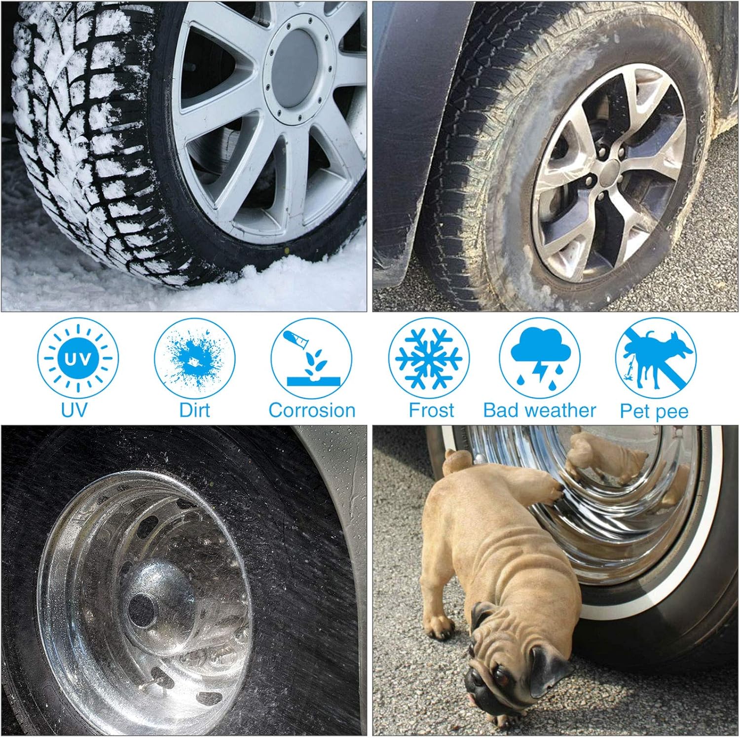 RVMasking Tire Covers for RV Wheel Set of 4 Heavy Duty 600D Oxford Motorhome Wheel Covers, Waterproof PVC Coating Tire Protectors for Trailer Truck Camper Auto, Fits 26.75"-29" Tire Diameters : Automotive