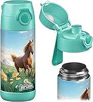 Vista 23 de Jarlson® MALI - Botella de agua para niños [18 onzas], botella térmica de acero inoxidable sin pajilla, botella de agua aislada a prueba de fugas